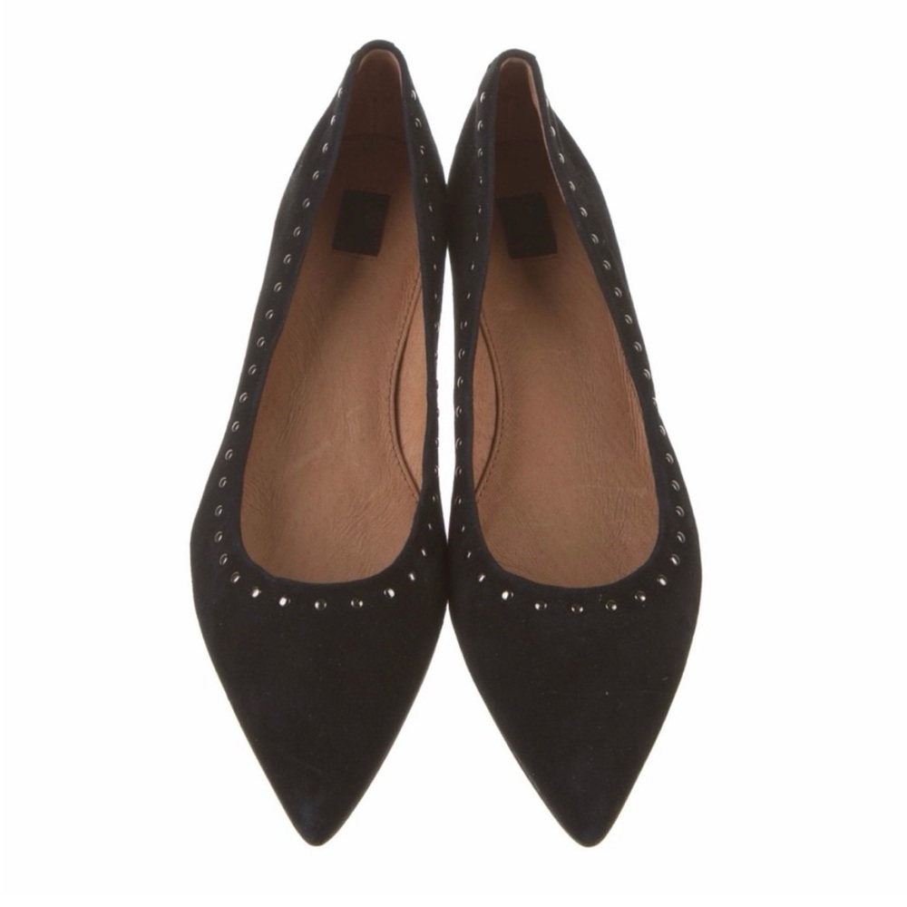 Frye suede flats with studded accents